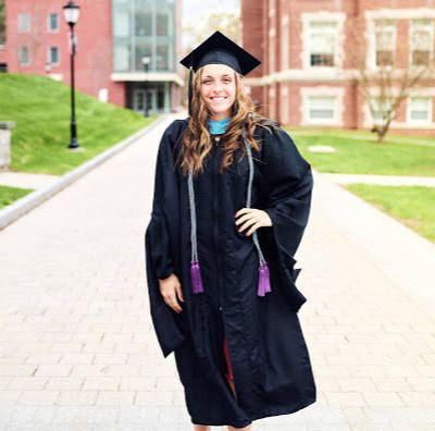 Marina Kelly MEd ’21 in her commencement attire
