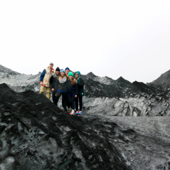 Photo of ABA students on a mountain in Iceland