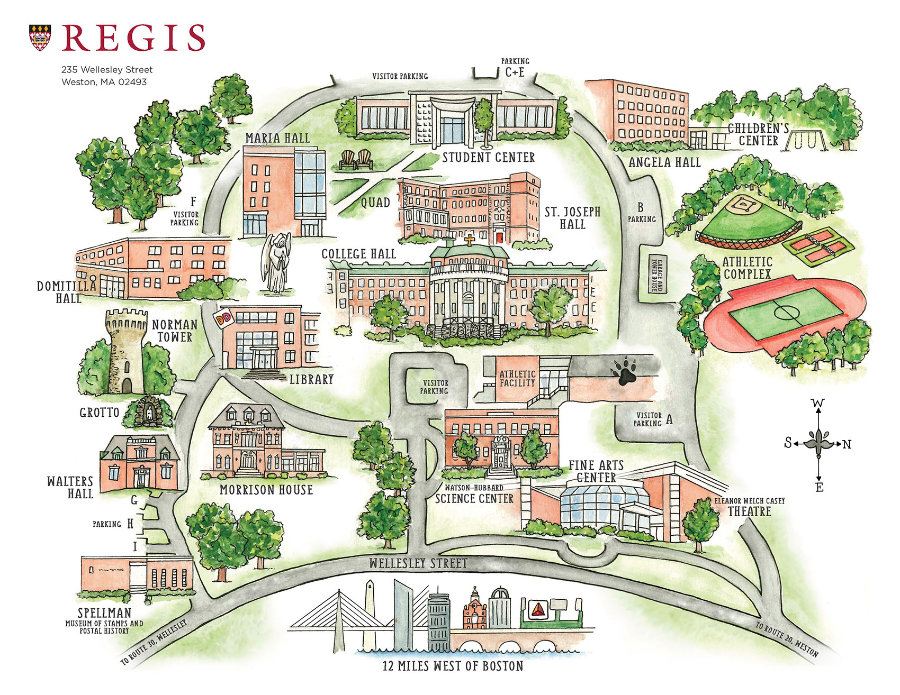 Campus Map Weston MA Regis College