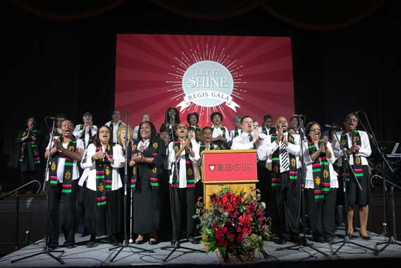 The Archdiocese of Boston Black Catholic Choir and Regis Gospel Choir perform at the Let It Shine gala