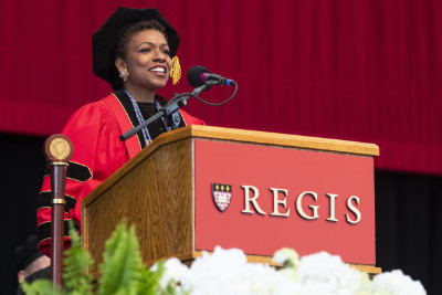 Regina Robinson at a podium