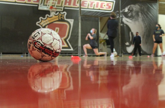 Soccer ball on gym floor