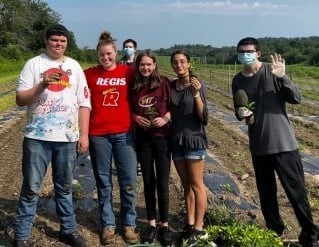 Made​line Conov​​er with students at Long Hill Orchard and Farm
