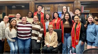 Current and incoming executive members of the Student Government Association with President Hays