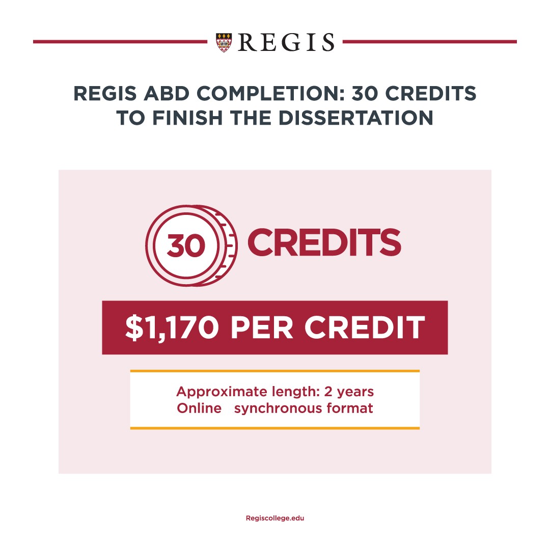 Regis' ABD program costs 30 credits at an average of $1,170 per credit.