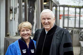 Jack Connors, 2018 honorary degree recipient, with President Hays at Commencement