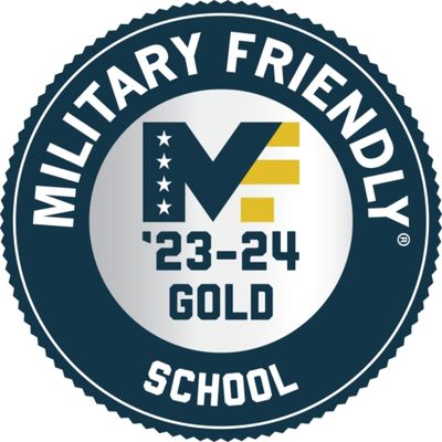 Gold Military Friendly School designation badge