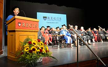 President Hays addressing the audience at the 2017 Convocation