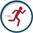 Drawing of a person running surrounded by a circle