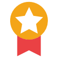 Drawing of an award ribbon with a white star