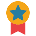 Drawing of an award ribbon with a blue star