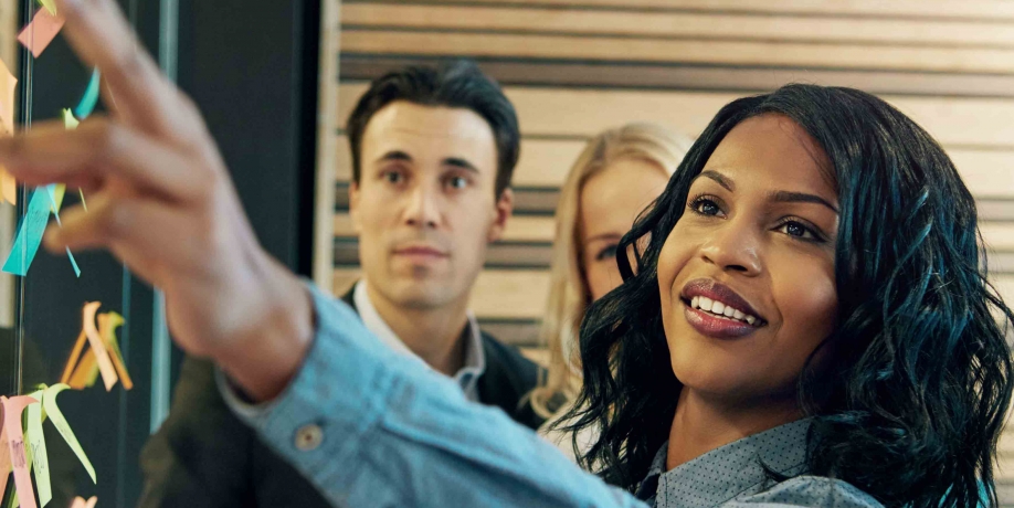 Women presenting in a work setting 