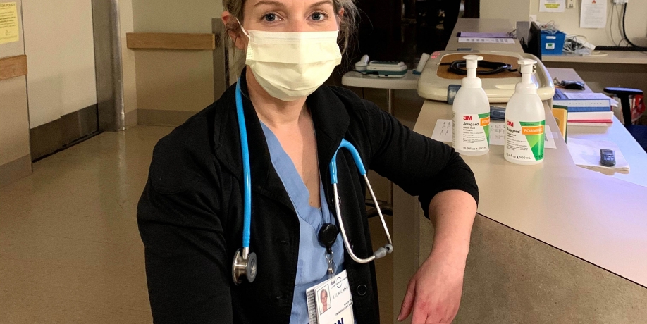 Elizabeth Landers posed while in personal protective gear