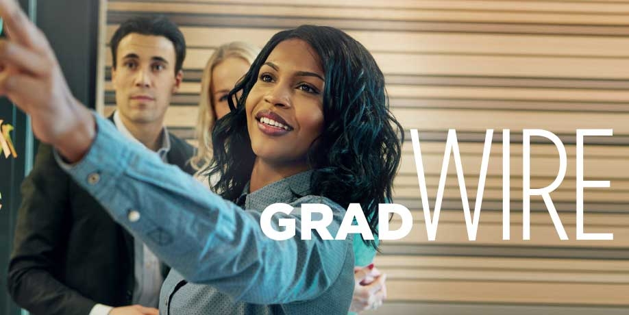 Photo of students and the text 'Gradwire'