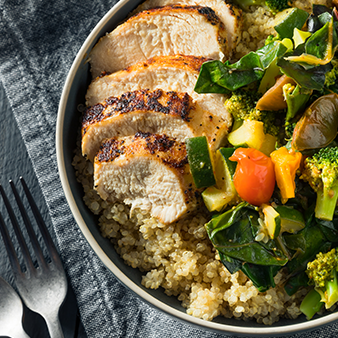 Bowl of chicken with mixed vegetables