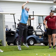 Photo of Head Women’s Lacrosse Coach Courtney Duggan and her teammates Dan Duggan and Kristina Drew at the golf tournament
