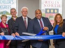 A photo of the ribbon cutting at Regis North on the NECC campus in Lawrence