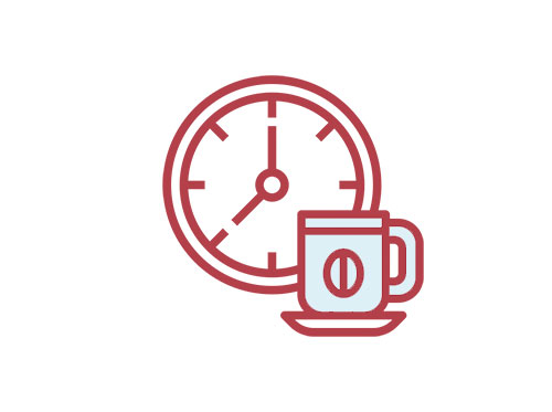 coffee mug and clock