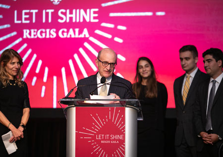 Marshall Sloane’s son, Barry, speaks at the 2019 Let It Shine gala.